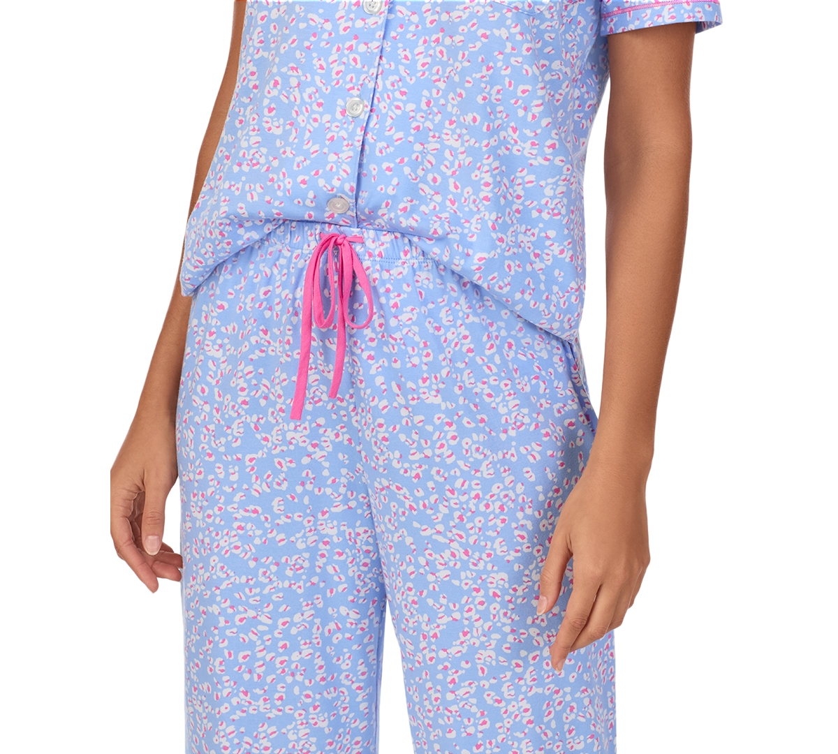 CUDDL DUDS WOMEN'S PRINTED COLLARED CROPPED PAJAMA SET 