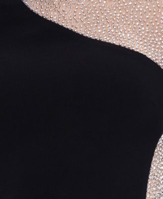 Plus Size Two-Tone One-Shoulder Asymmetric Gown