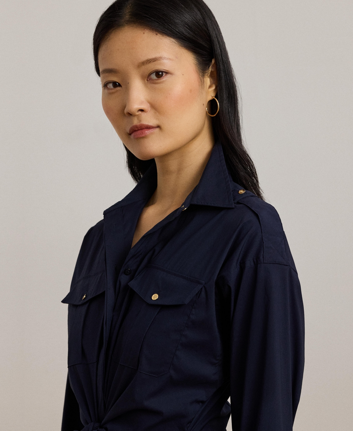 Lauren Ralph Lauren Women's Tie-Front Cotton-Blend Shirt