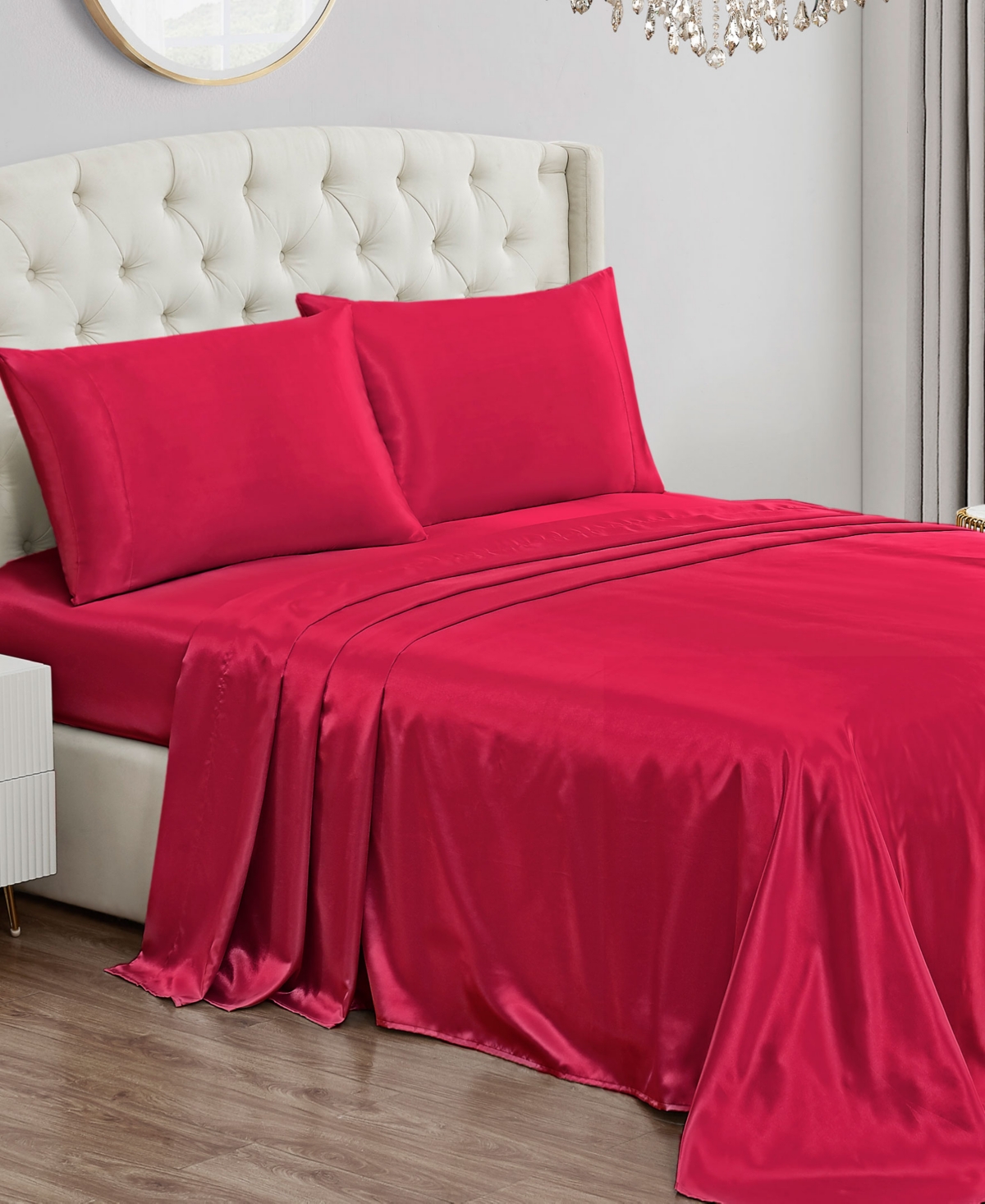 Juicy Couture 3 Piece Satin Sheet Set, Twin Xl In Hot Pink