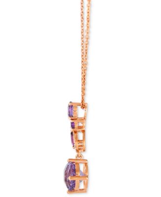 Multi-Gemstone (2-1/3 ct. t.w.) & Nude Diamond (1/10 ct. t.w.) Swirl Pendant Necklace in 14k Rose Gold, 17" + 2" extender