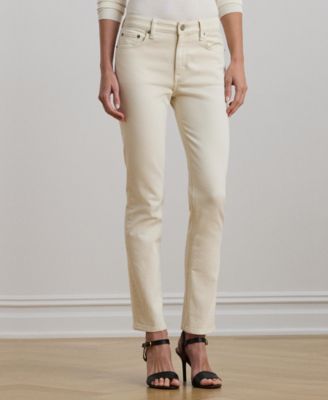 Ralph Lauren Women's High Rise Slim Straight Leg Jeans,White,10x30 main image 0