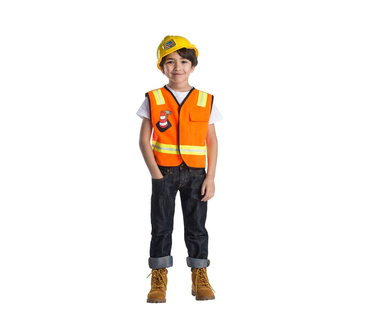 Dress Up AmericaConstruction Worker Role-Play Set - Kids Girls & Boys - Orange