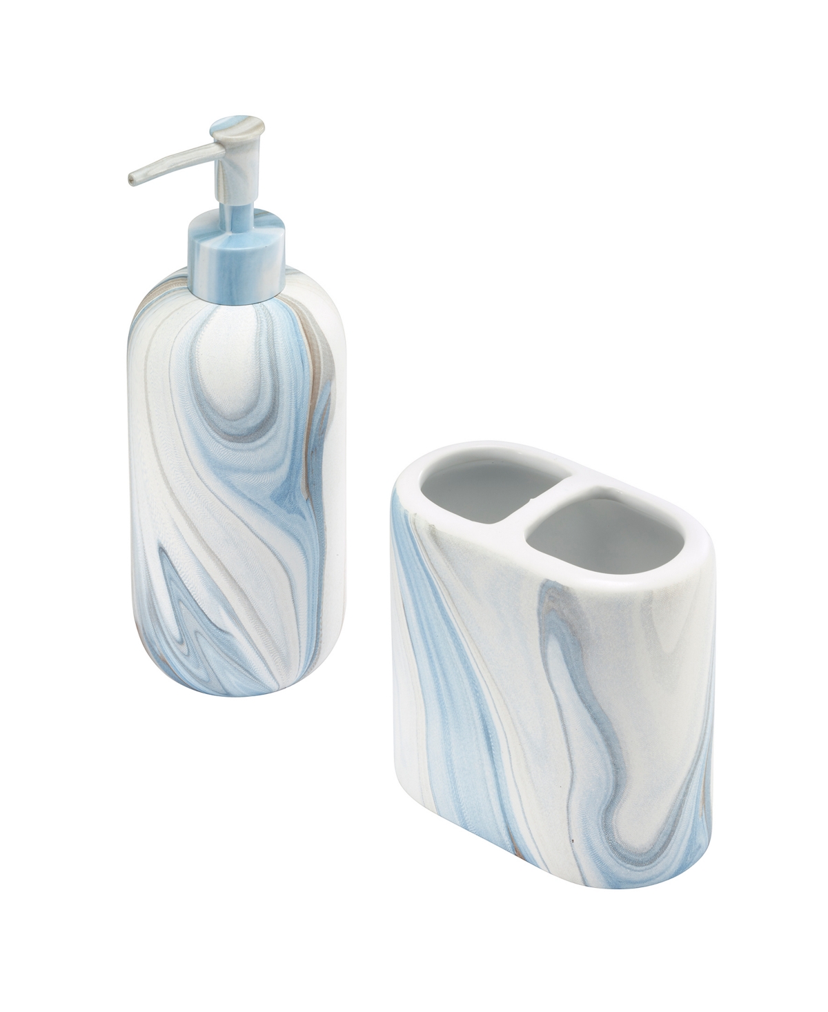 Waves Ceramic 2-Pc. Bath Accessory Set - Blue
