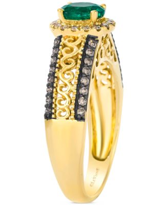 Costa Smeralda Emerald (1/2 ct. t.w.) & Diamond (1/3 ct. t.w.) Ornate Ring in 14k Yellow Gold