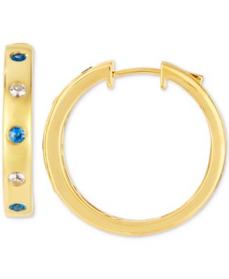 Anywear Everywear&reg; Blueberry Sapphire (1/6 ct. t.w.) & White Sapphire (1/10 ct. t.w.) Hoop Earrings in 14k Honey Gold