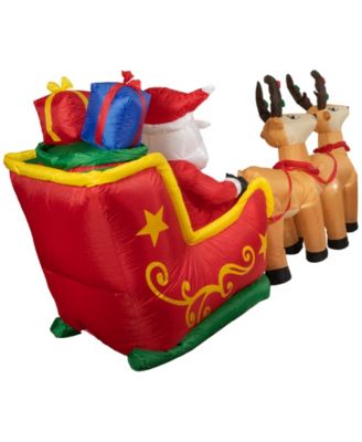 8' Inflatable Santa's Sleigh and Reindeer Outdoor Christmas Decoration