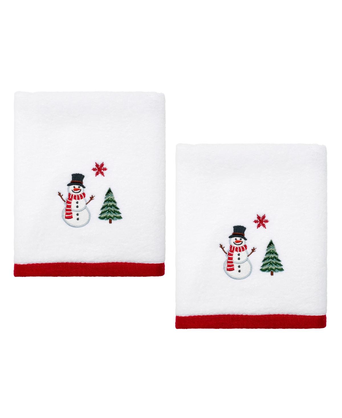 Avanti Winter Snowman Cotton Hand Towel, 28" X 16" In White
