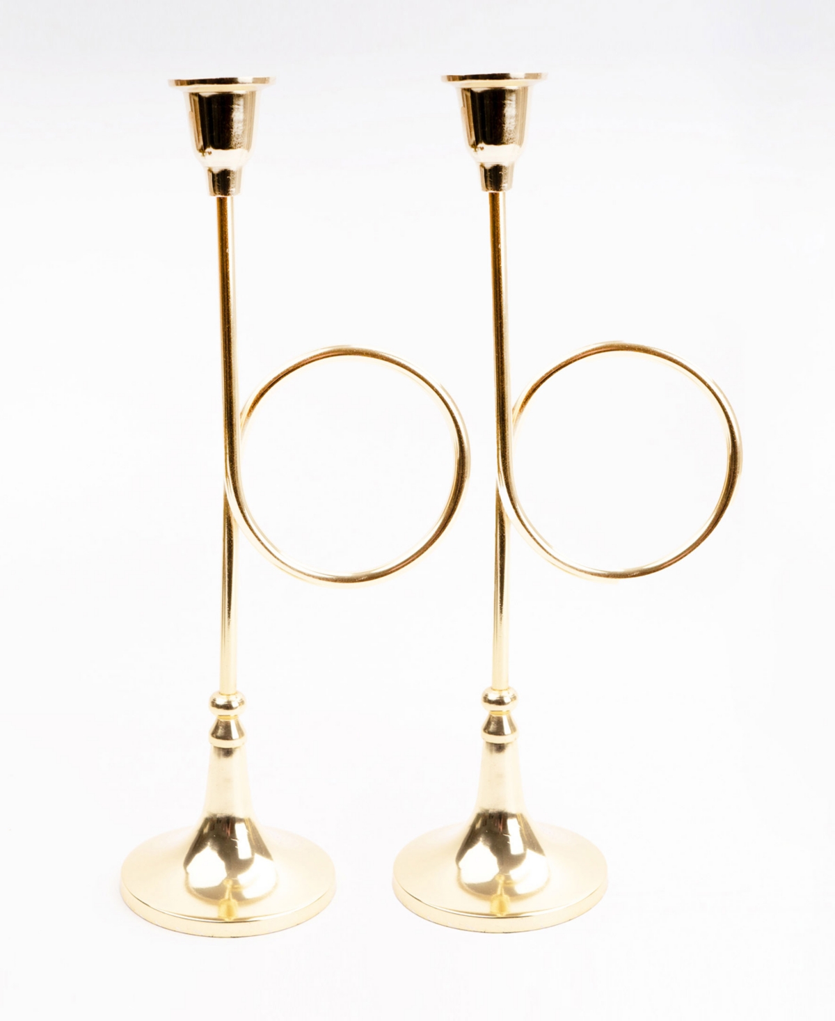8 Oak Lane Large French Horn Candlesticks, Set Of 2 In Gold