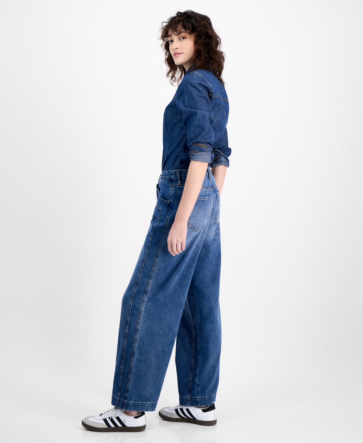 Shop And Now This Women's High-rise Seam-front Wide-leg Jeans, Exclusively At Macy's In Medium Wash