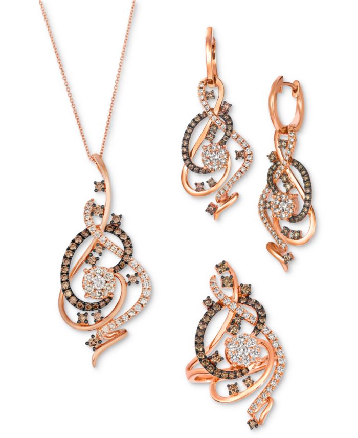 Le Vian Chocolate & Nude Diamond Crazy Ring, Earrings & Pendant Necklace
