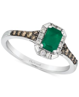 Le Vian - Emerald (1/3 ct. t.w.), Nude Diamond (1/20 ct. t.w.) & Chocolate Diamond (1/6 ct. t.w.) Ring in 14k White Gold