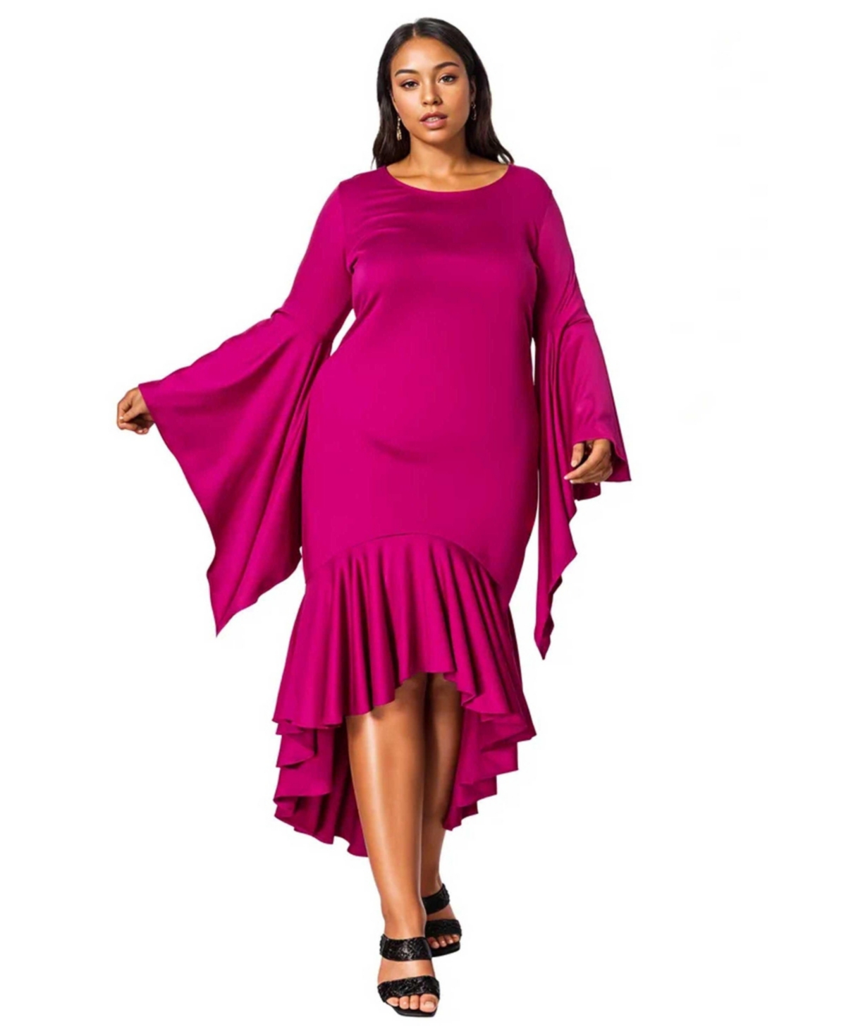 L I V D Plus Size Arielle Flowy Mermaid Hem Dress