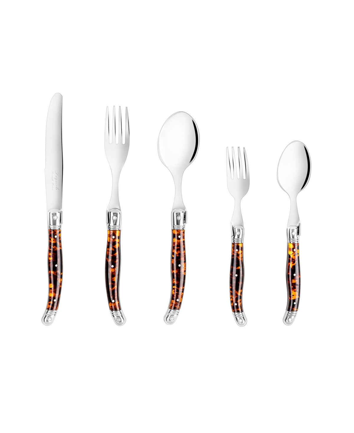 French Home Laguiole Connoisseur 20-piece Flatware Set With Tortoise Handles In Tortoise Shell
