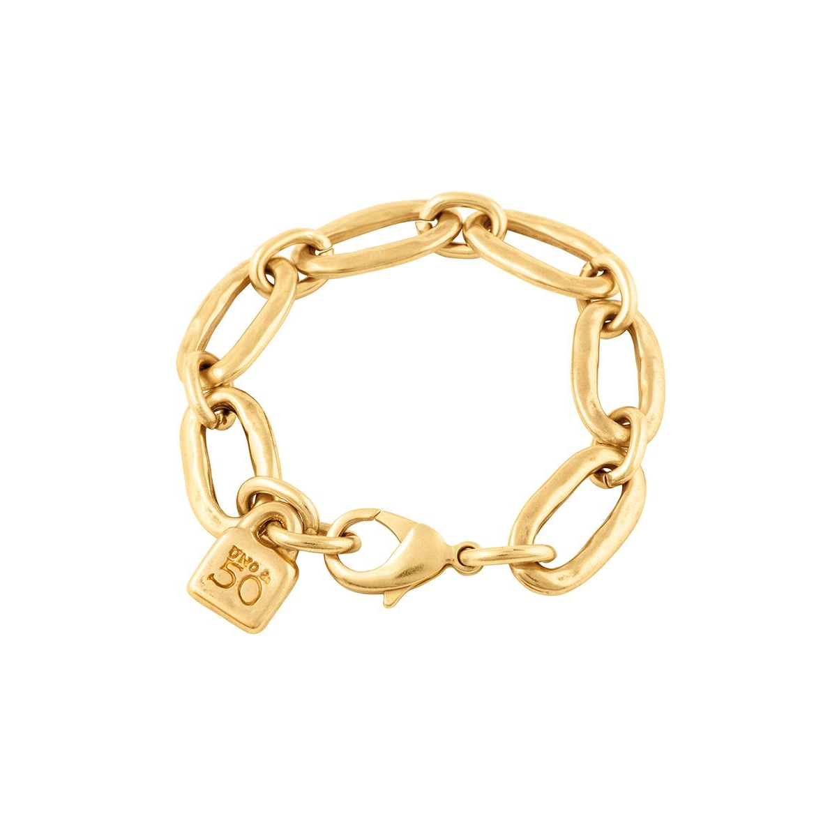 Unode50 Sterling Silver And 18k Gold Plated Oval Links Bracelet In Gold