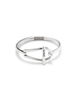 Medium Sized Link and Inner Spring Metal Alloy Rigid Bracelet