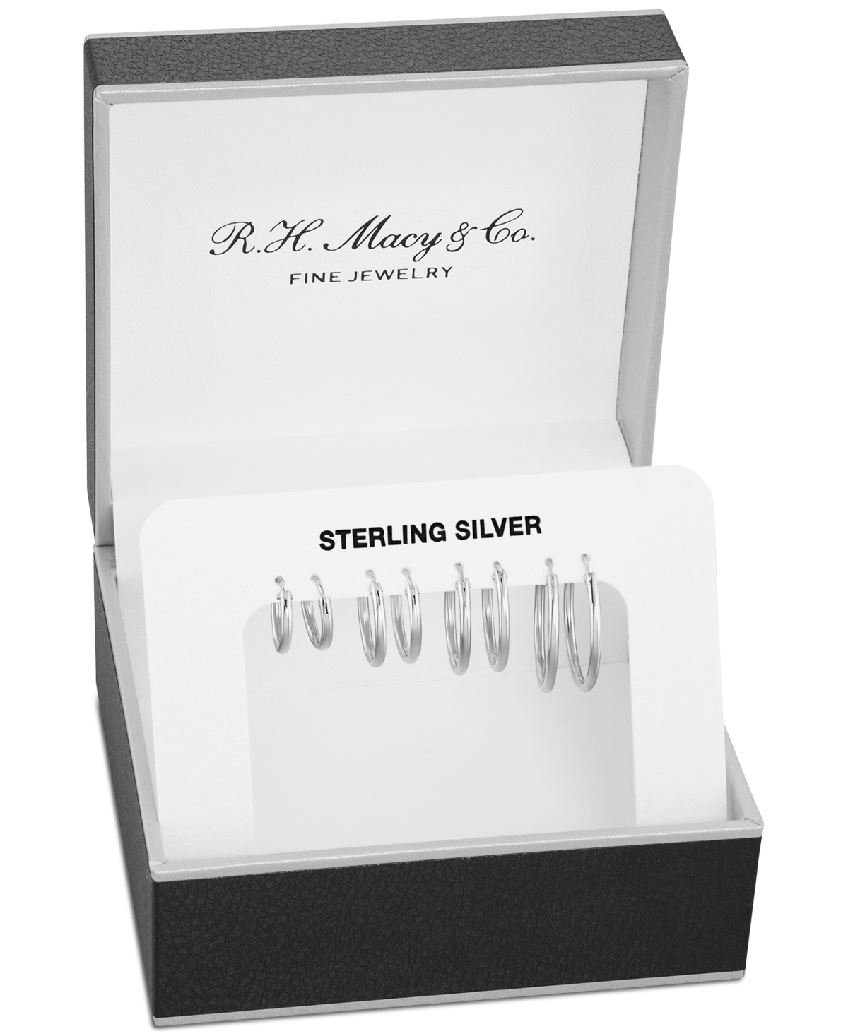 Macy's Polished Endless Hoop Earrings Set In 18k Gold Over Sterling Silver, Created For  In Silver
