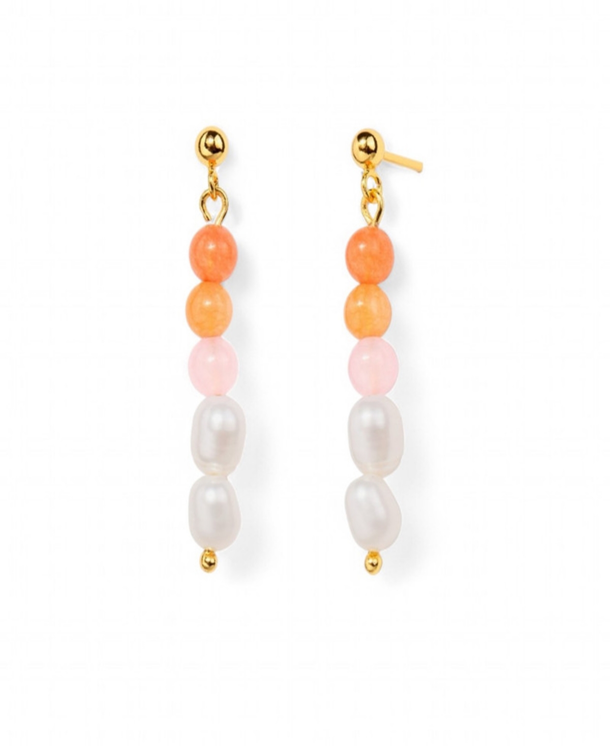 Aria Sterling Silver Pearl Natural Quartz Bead Earrings - Pink