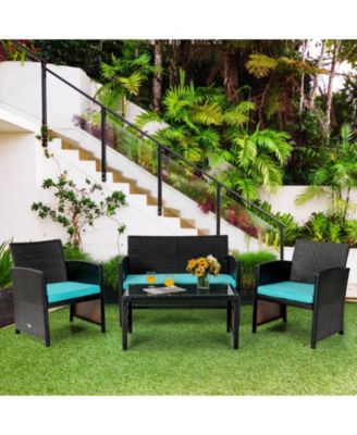 SUGIFT 4 Pieces Patio Rattan Cushioned Furniture Set