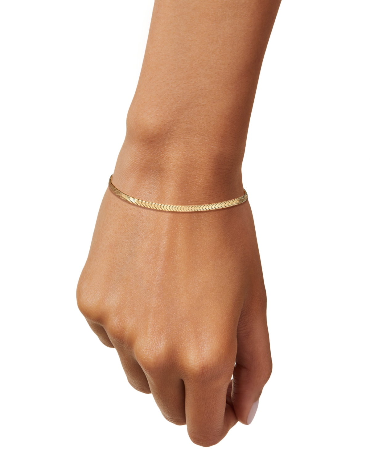 Macy's Diamond Cut Snake Chain Bracelet (3mm) In 10k Yellow Gold In Gold