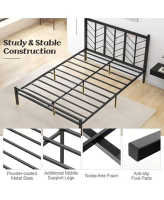 Queen Size Platform Bed with Headboard 11.5" Under Bed Storage Easy Assembly