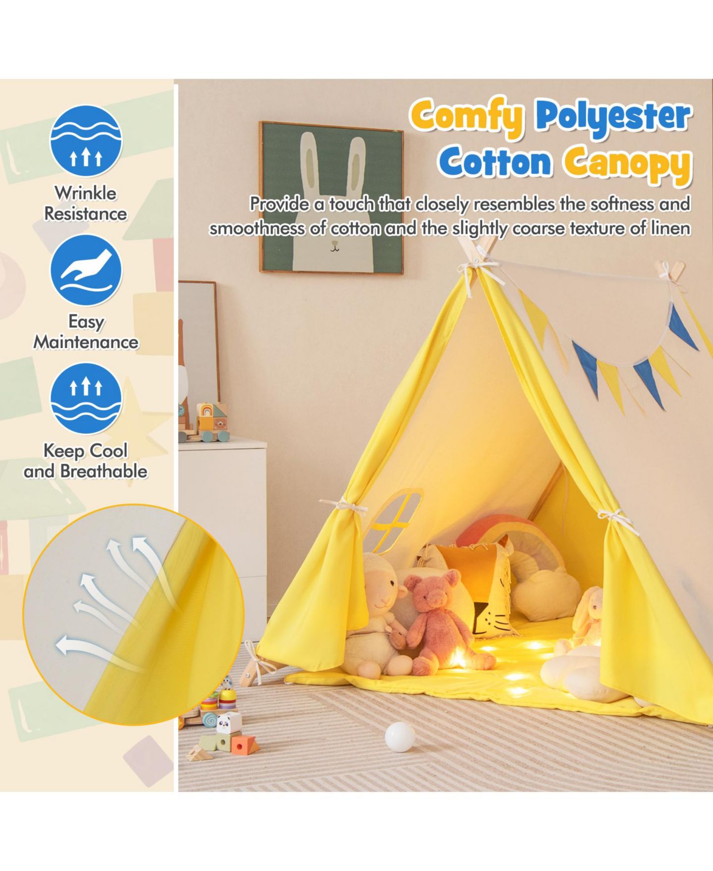 Детская игрушка SUGIFT Solid Wood A-Frame Play Tent, Ages 3+ — фото 8