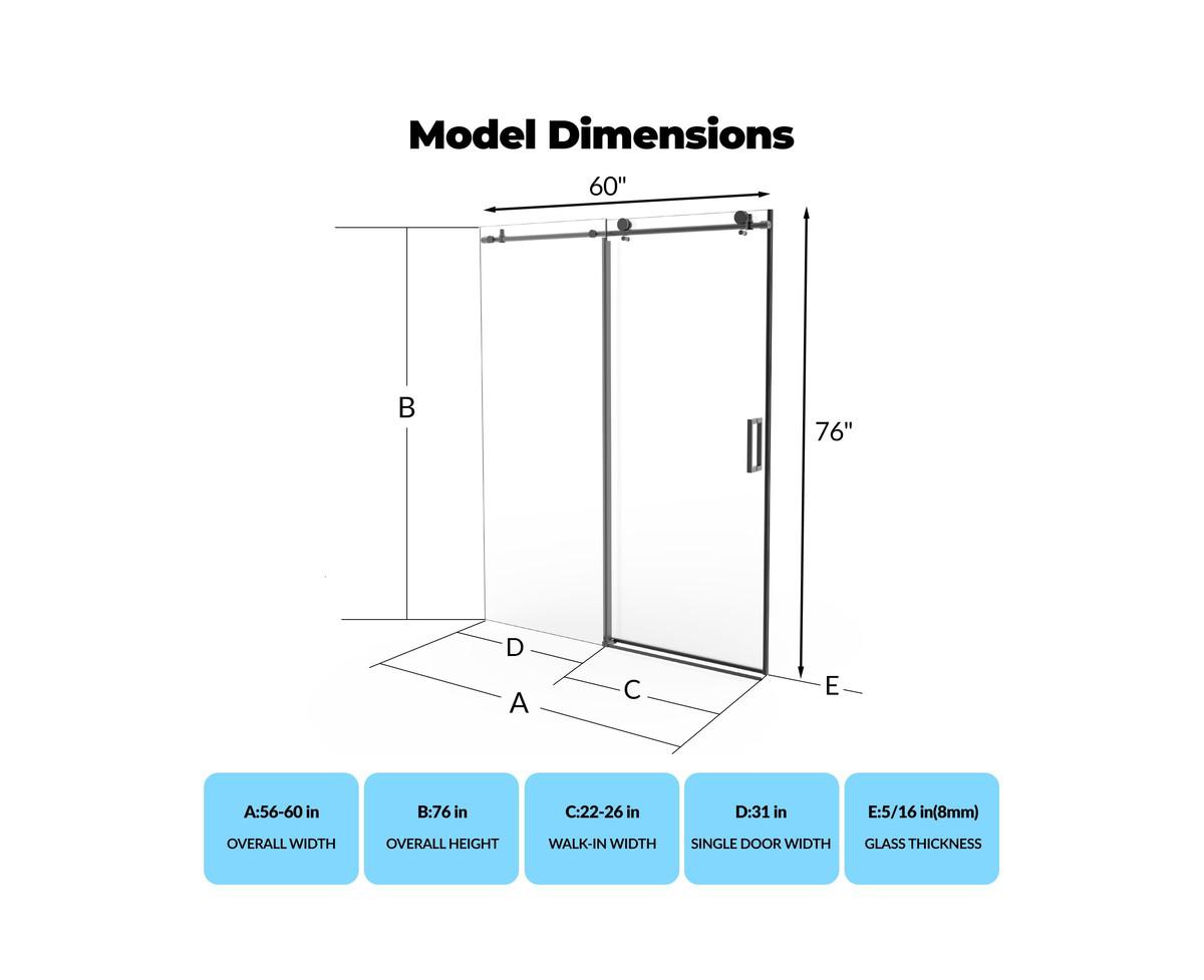 gaomon Shower Door, 56-60