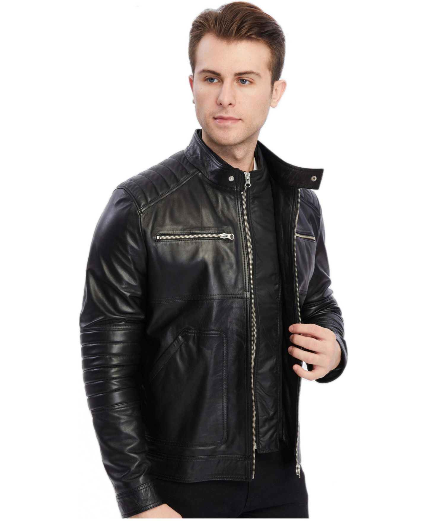 Мужская куртка Furniq UK Henry Leather, цвет: Чёрный — фото 5