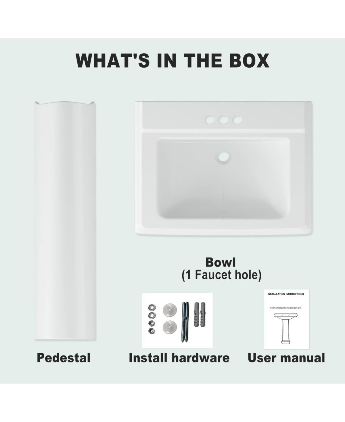 gaomon Bathroom Pedestal Sinks,Rectangular Pedestal Sink 26