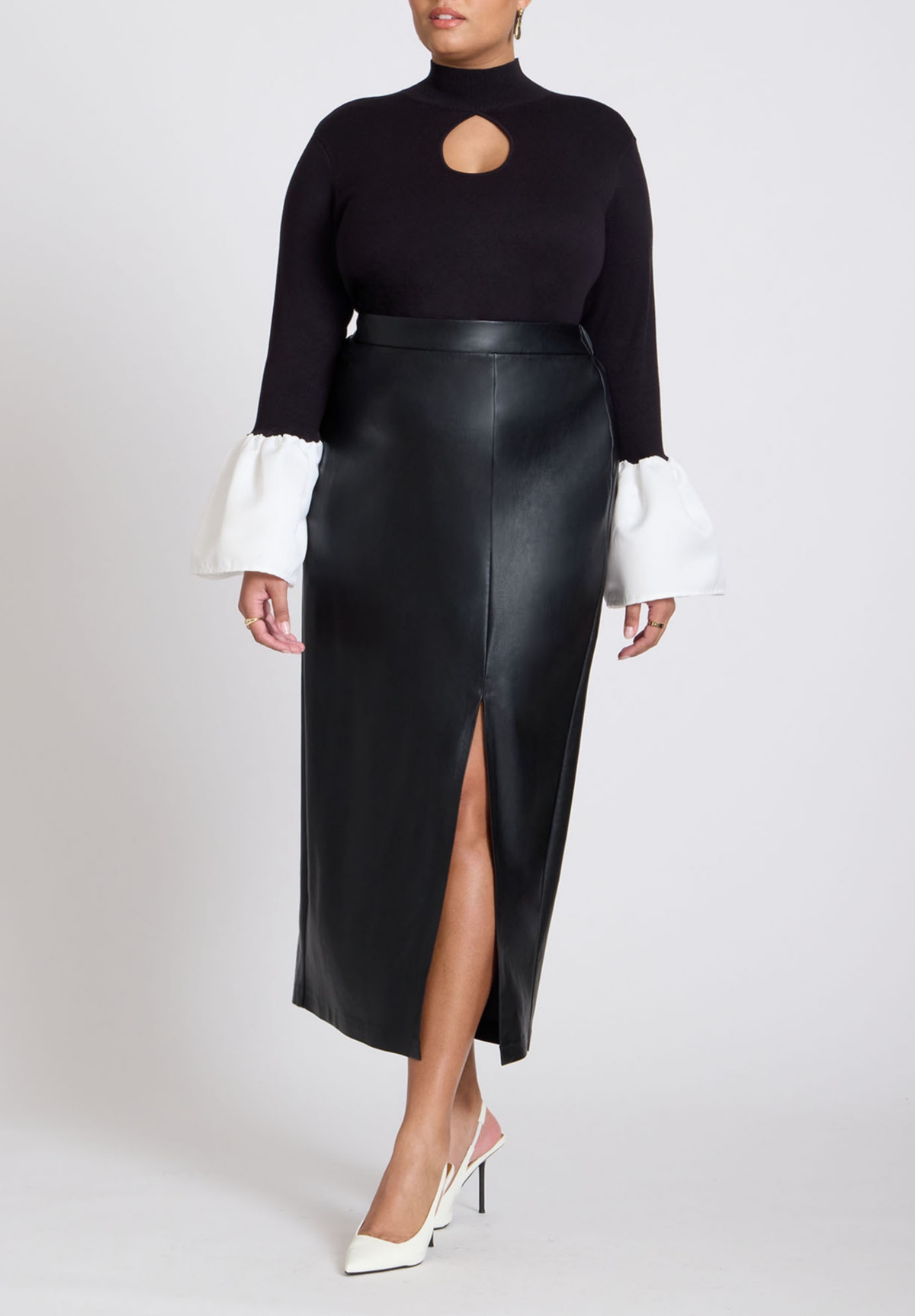 Eloquii Plus Size Bell Sleeve Sweater With Keyhole