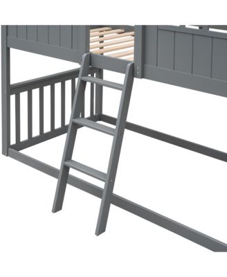 Streamdale Twin Over Twin House Bunk Bed With Ladder, Wood Bed