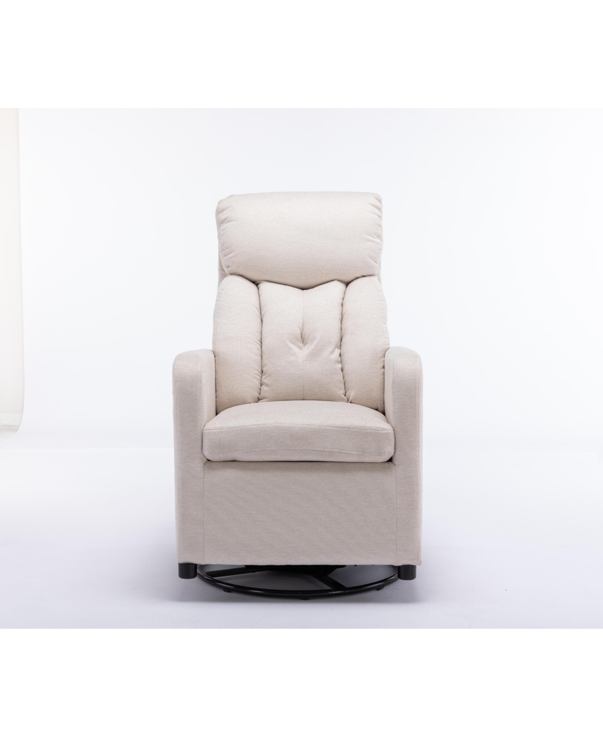 Streamdale Furniture Linen Fabric Swivel Rocking Chair Gilder Chair With Pocket,- Beige