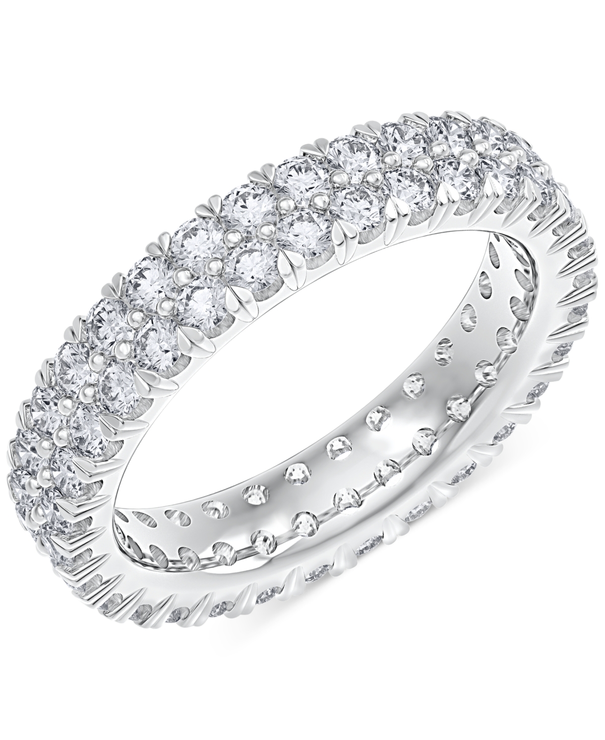 Macy's Diamond Double Row Eternity Ring (2 Ct. T.w.) In Platinum, 14k White Gold, 14k Gold, Or 14k Rose Gol In White Gold