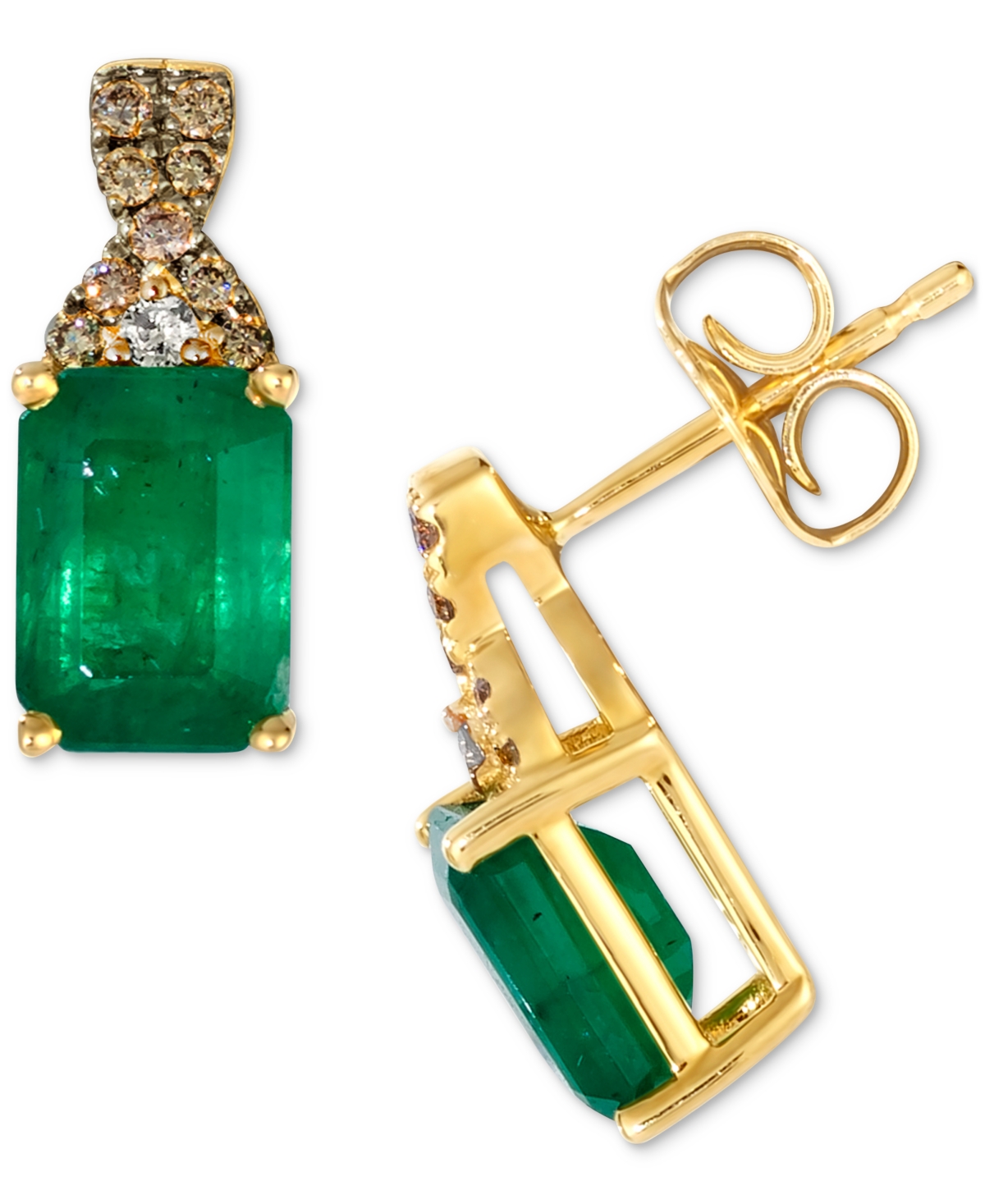 Le Vian Emerald (1-1/2 Ct. T.w.), Chocolate Diamond (1/10 Ct. T.w.) & Nude Diamond Accent Drop Earrings In 1 In Gold