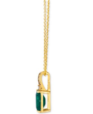 Emerald (1 ct. t.w.), Nude Diamond & Chocolate Diamond Accent 20" Pendant Necklace in 14k Honey Gold