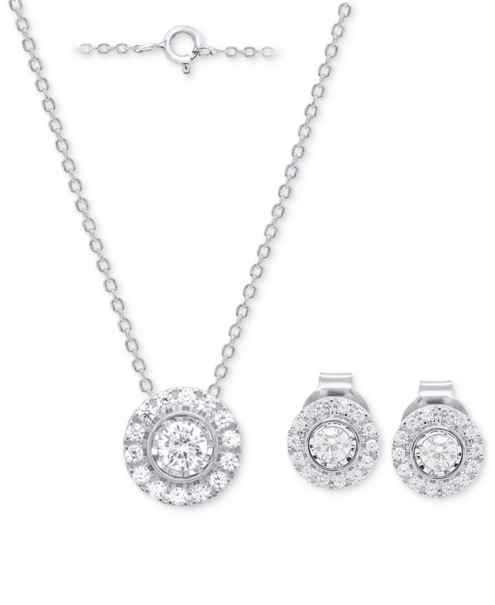 Forever Grown Diamonds 2-Pc. Set Lab-Grown Diamond Pendant Necklace &