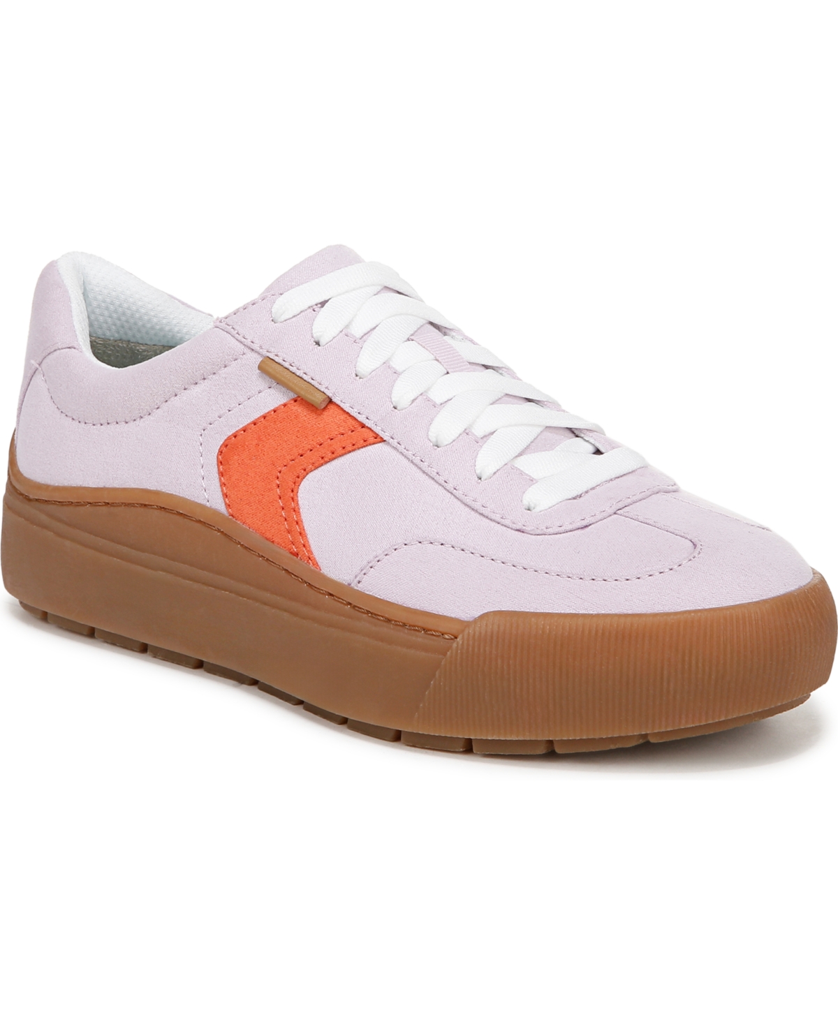 Shop Dr. Scholl's Women's Time Off Win Lace Up Platform Sneakers In Lavender Microfiber