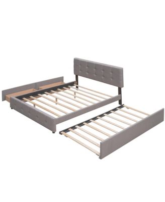 Streamdale Queen Upholstered Platform Bed with Twin XL Trundle and Drawers
