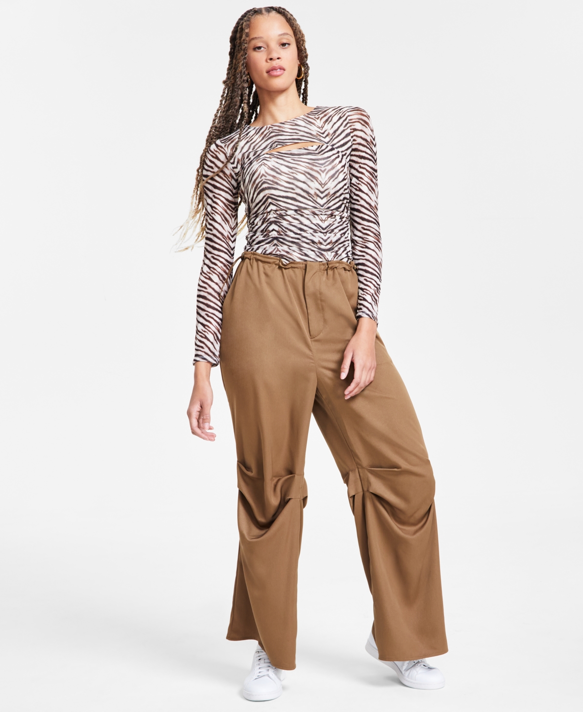 Women's High-Rise Wide-Leg Seamed Pants, Exclusively at Macy's - Classic Br