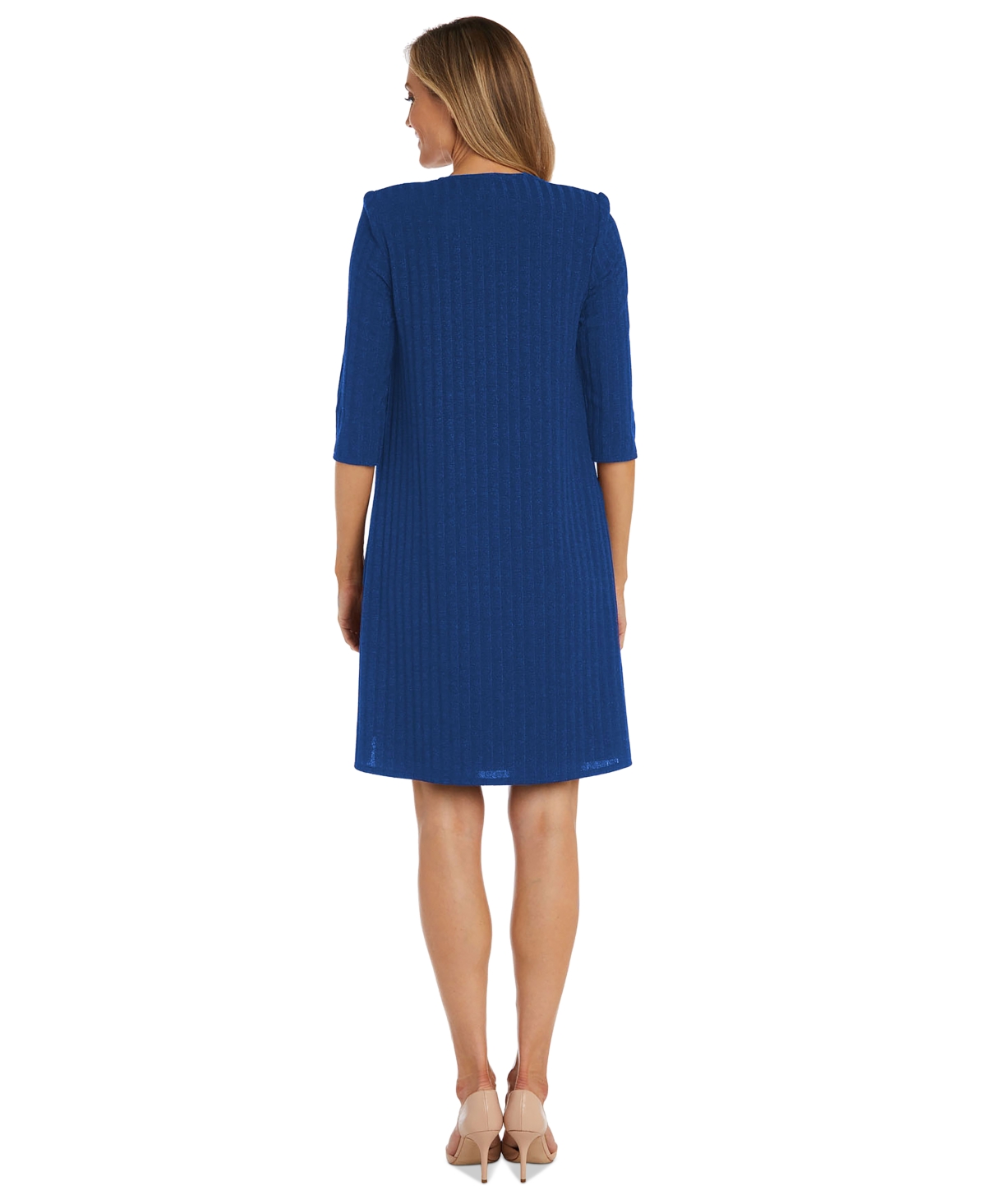 R & M Richards Women's 2-Pc. Ribbed Metallic Jacket & Necklace Dress