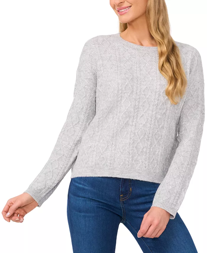 Women's Embellished Cable-Knit Pullover Sweater