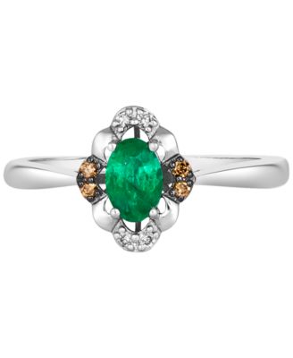 New Emerald (3/8 ct. t.w.) & Diamond (1/10 ct. t.w.) Engagement Ring in 14k White Gold