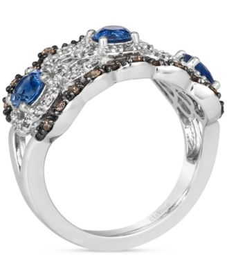 Sapphire (1-1/20 ct. t.w.) & Diamond (1/2 ct. t.w.) Openwork Statement Ring in 14k White Gold