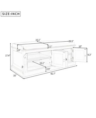Multi-Functional Storage Bench with Shelves and Cushion