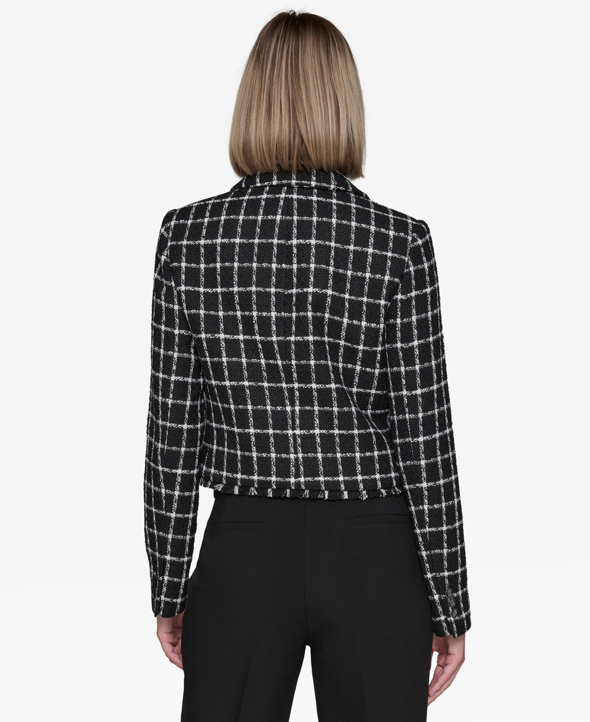 Karl Lagerfeld Paris Women's Tweed Windowpane Jacket -sft Wt