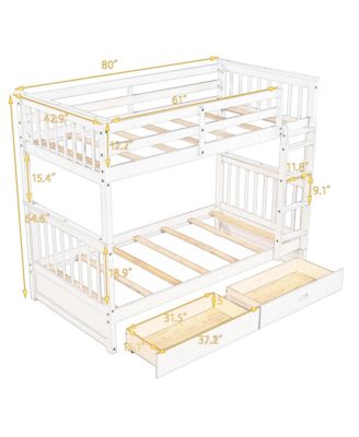 Streamdale Twin-Over-Twin Bunk Bed With Ladders And Two Storage Drawers