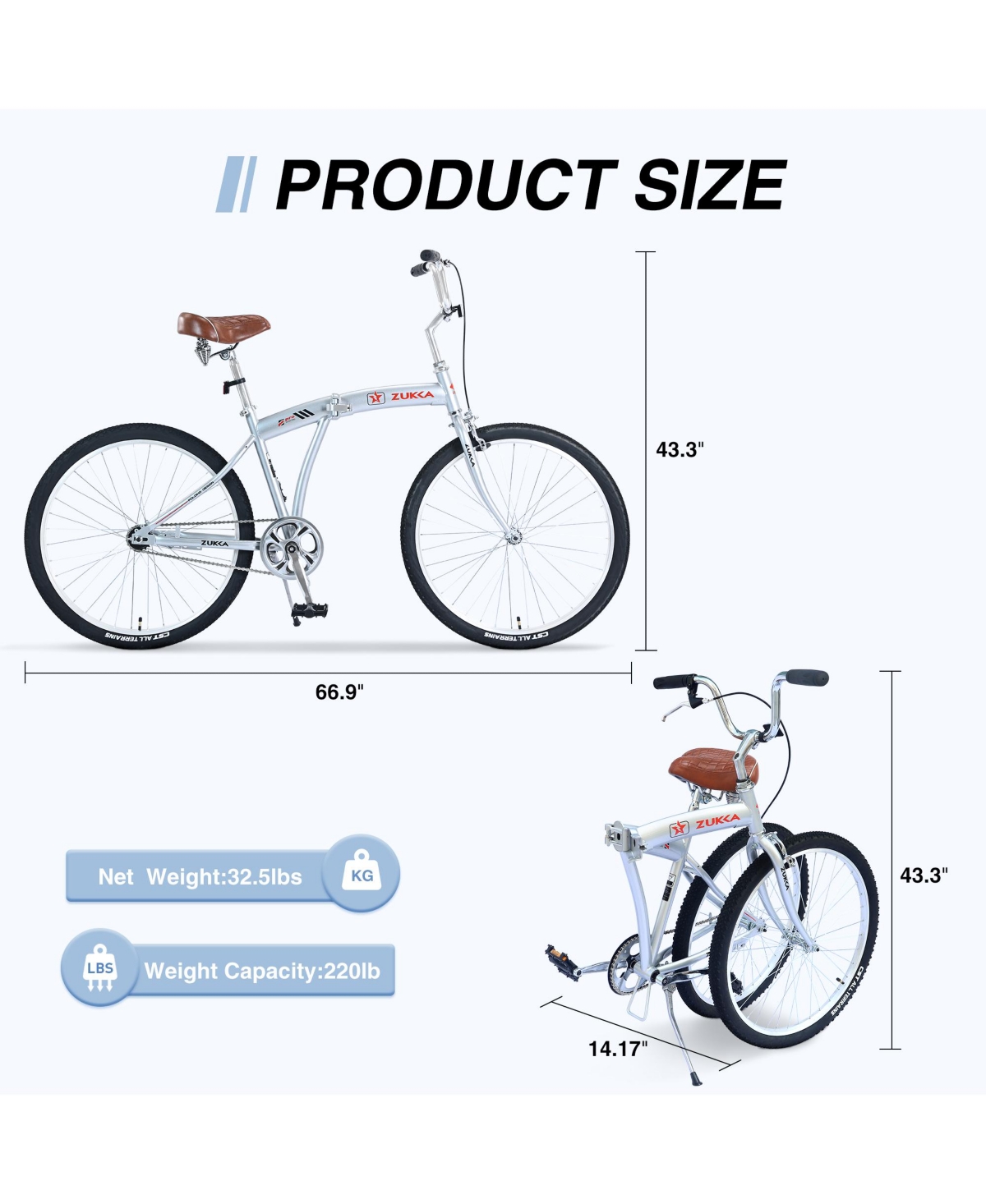 Streamdale Furniture Single Speed Folding Bicycles, Multiple Colors 26