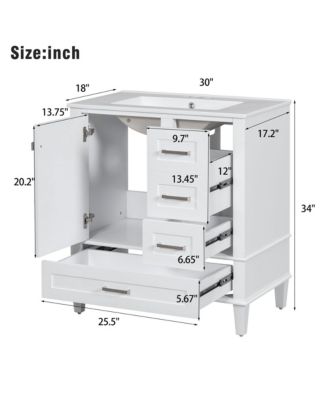 30" Modern Bathroom Vanity with Sink and Storage