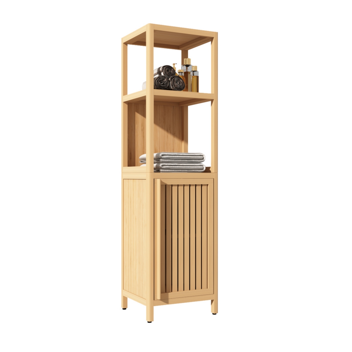Streamdale Furniture Large Capacity Multifunctional Bamboo Storage Cabinet Furniture For Bathroom And Living Room