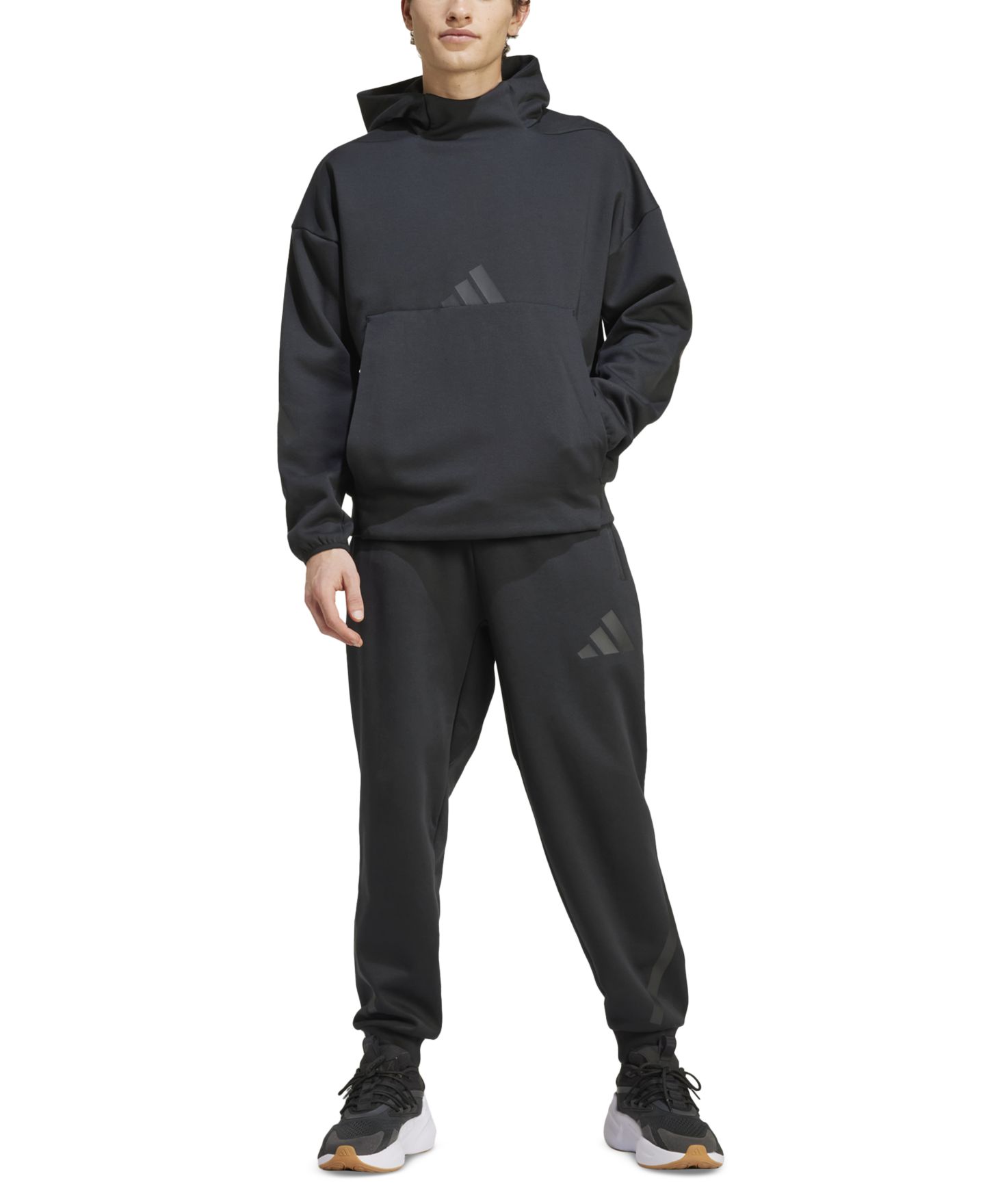 Мужские брюки adidas Z.N.E. Elastic Drawstring Logo Track Pants, цвет: Чёрный — фото 2